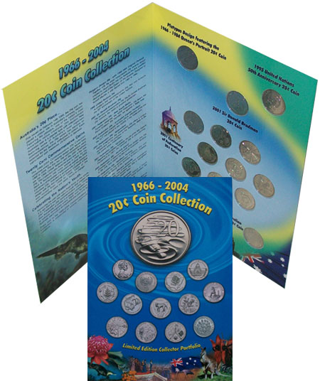 1966-2004 Australia 20 Cents Collection in folder